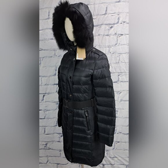 NWT Burberry Abbeydale Winter Jacket Parka Duck Down Blue Fox Fur Hoodie 4 US - Picture 14 of 16